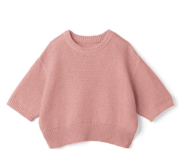 GRL　ブラック×ピンク　スタイルアップコーデ　甘辛MIX　asuka　イラスト　パフスリーブサマーニットトップス