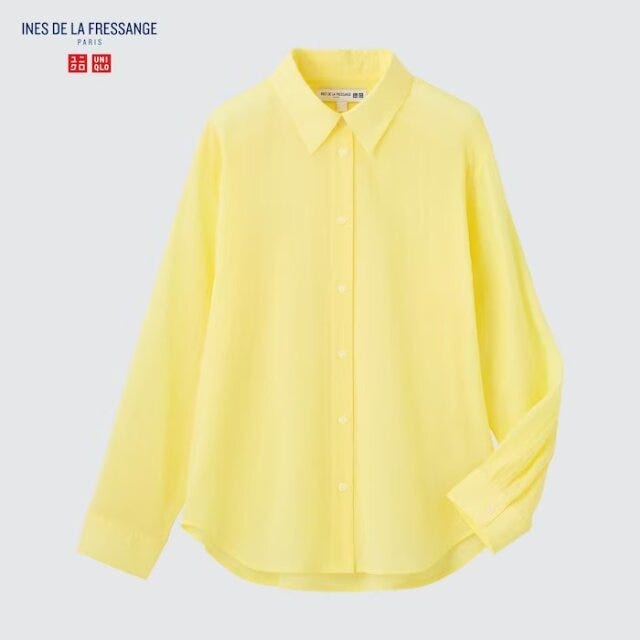 ユニクロ　uniqlo　レディース　おすすめ　オススメ　コスパ　2023　春　シャツ　トップス　シアーコットンリラックスシャツ　シアーシャツ　コラボ　イネスドラフレサンジュ　イネス　イネス・ド・ラ・フレサンジュ