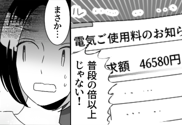 【電気代46,580円】普段の倍以上！？妻子が不在の2週間⇒家の中で起こっていた“異変”に…妻「まさか…」