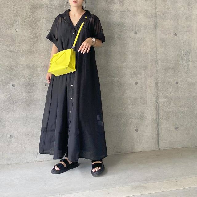 シャツワンピース 黒