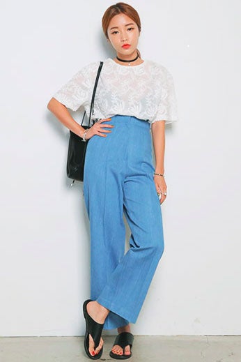 センターラインデニムワイドパンツ「STYLENANDA」6,520円（税込）／画像提供：STYLENANDA