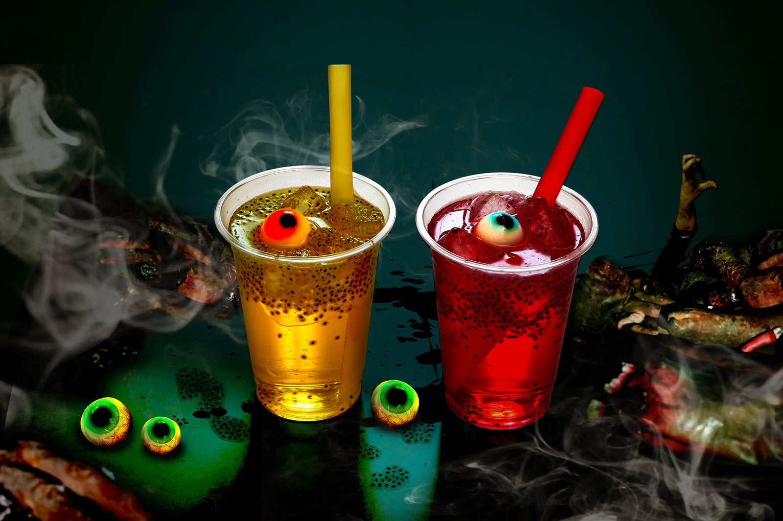 ゾンビ生絞りドリンク（目玉入り）600円（C）2017 SANRIO CO，．LTD．