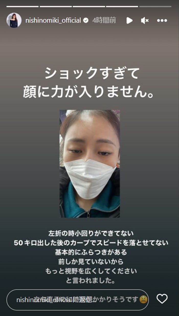 西野未姫公式Instagramストーリーズより