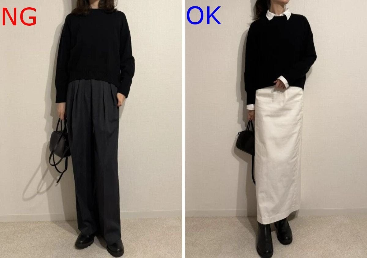 大人女子の万能黒ニットNG＆OKコーデ