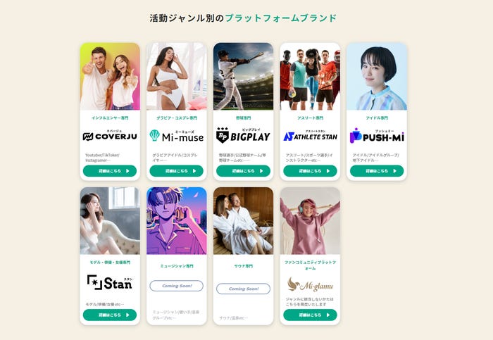 サブスクリプション型ファンクラブプラットフォーム「Mi-glamu」(ミーグラム)」