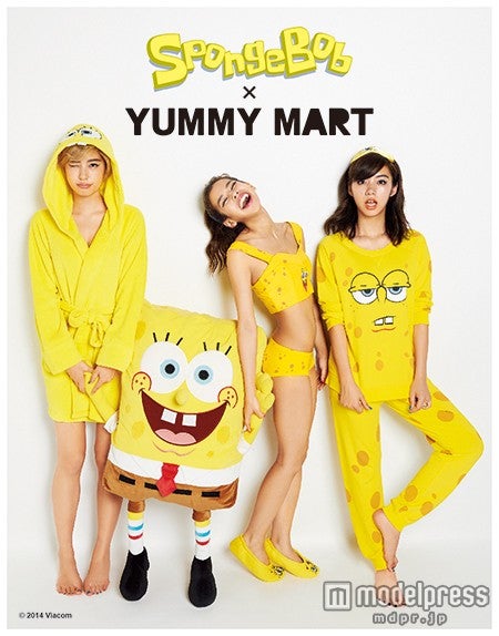 （左から）佐久間由衣、佐原モニカ、池田エライザ／「スポンジ・ボブ×YUMMY MART」 コラボビジュアル