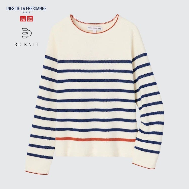 ユニクロ　uniqlo　レディース　おすすめ　オススメ　コスパ　2022　冬　ニット　セーター　値下げ　セール　3Dボーダークルーセーター　コラボ　イネス　イネスドラフレサンジュ　イネス・ド・ラ・フレサンジュ