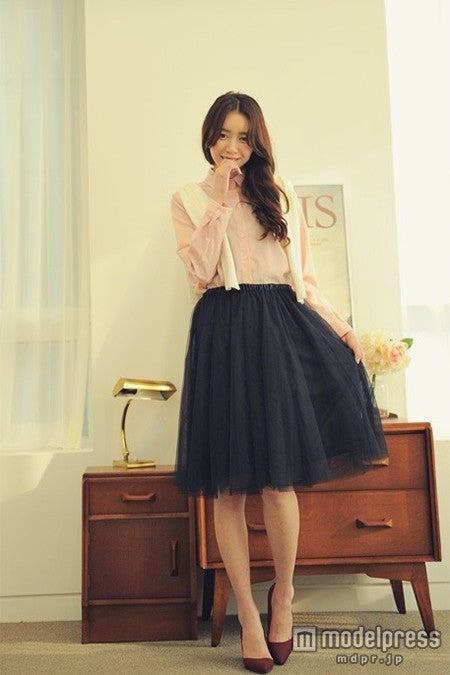 チュールフレアミディースカート　ネイビー「Netstar」2,500円（税込）