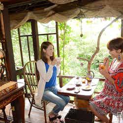 尾道女子旅を満喫した（左から）杉下さん、渡辺さん／尾道のカフェ「梟の館」