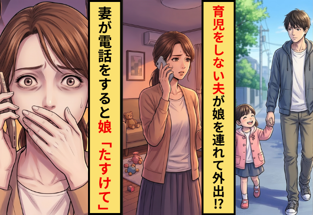 一切育児をしない夫が”娘を連れて”外出！？妻が娘に電話をかけた次の瞬間…娘「たすけて」