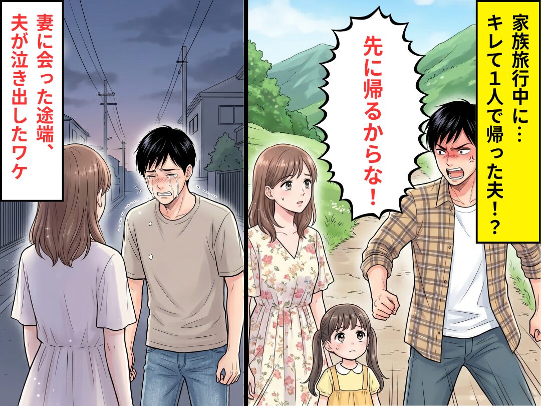 家族旅行中に…突然キレて”1人で帰った”夫！？しかし後日⇒妻に会った途端、夫が泣き出したワケ