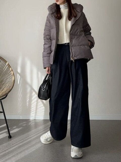 黒ワイドパンツコーデ4