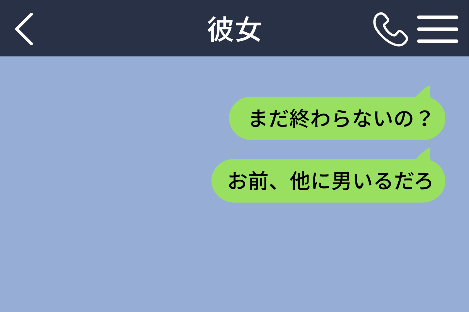 「お前、他に男いるだろ」と送った俺→彼女から同じ一言が返ってくる前に、打って消していた質問