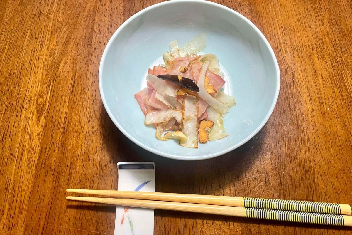 大根の皮ペペロンチーノ