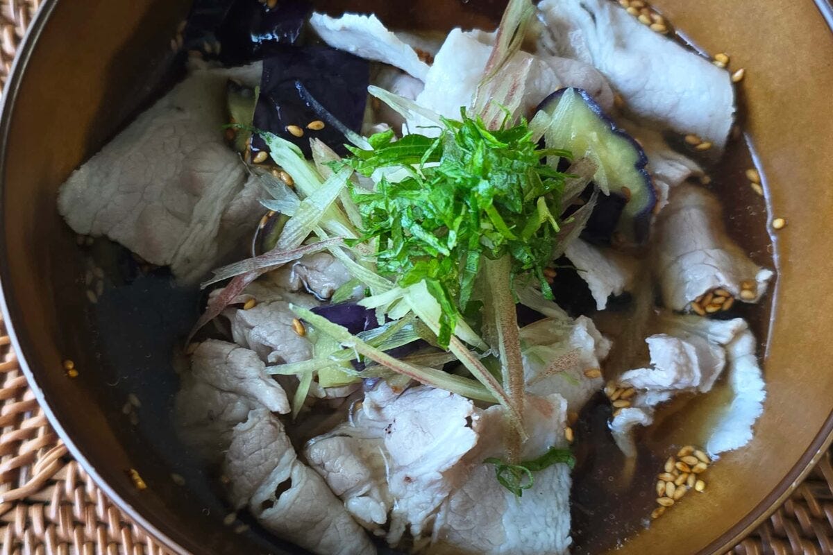 とろナス柚子胡椒つけダレそうめん