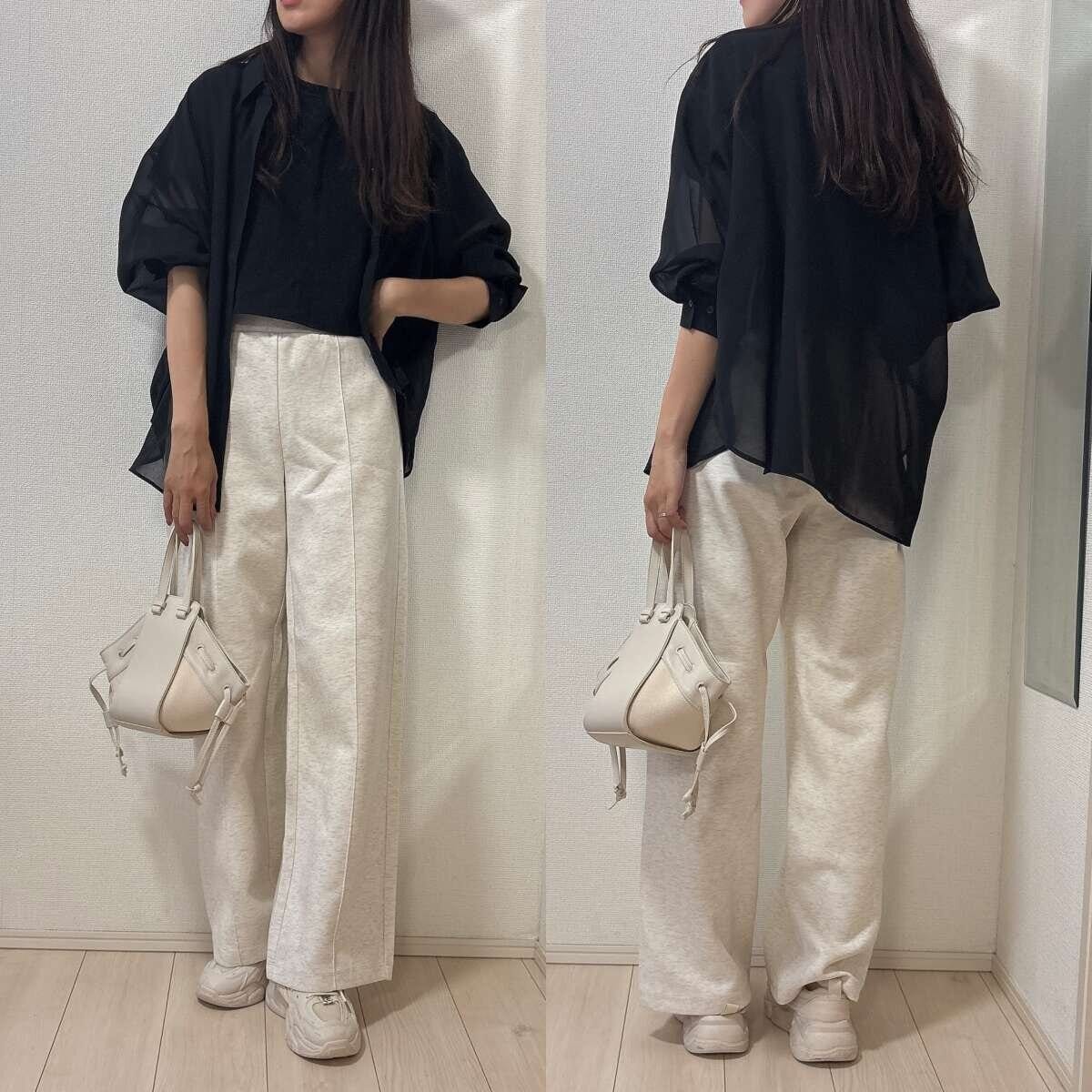 GU シアードルマンスリーブシャツ GU シアードルマンスリーブシャツ スウェットパンツリラックスコーデ