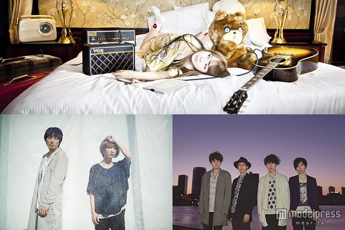 「エンタメガールズライブ2015」出演者/上段から時計回りに:the brilliant green、Goodbye holiday、moumoon