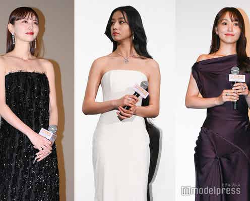 Koki,・鈴木えみ、胸元開きドレス姿 菅井友香はワンショルダーで美デコルテ披露【女神降臨】