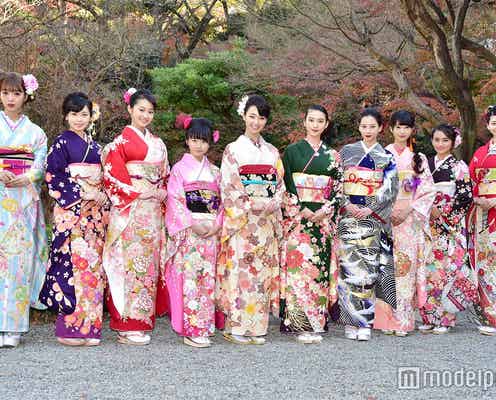 武井咲・剛力彩芽・河北麻友子・藤田ニコルら美女10人が華やか晴れ着姿で豪華集結