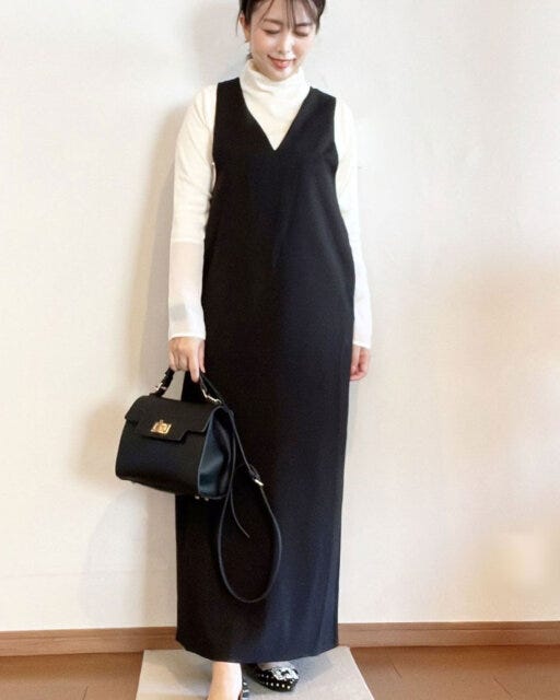 リブシャツ　コーデ　きれいめ