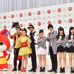 「第65回 NHK紅白歌合戦」出場歌手発表会見（左から）ジバニャン、キング・クリームソーダ、Dream5【モデルプレス】