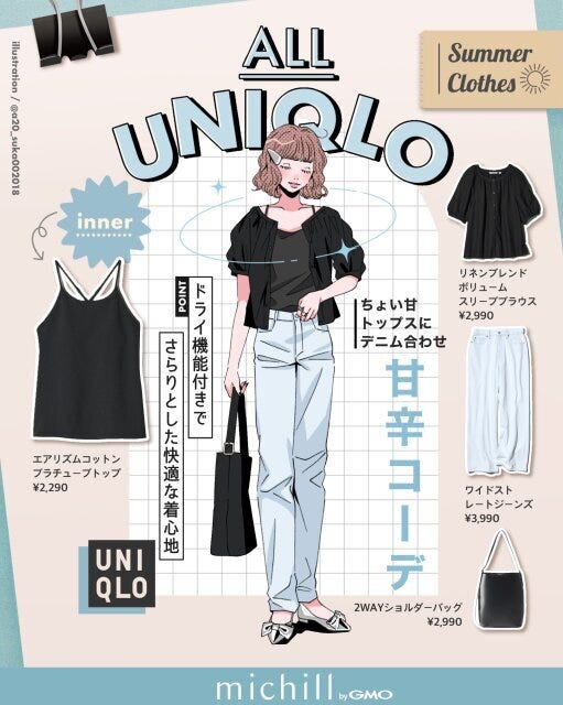 ちょい甘トップスを手軽に♡デニム合わせの甘辛コーデ