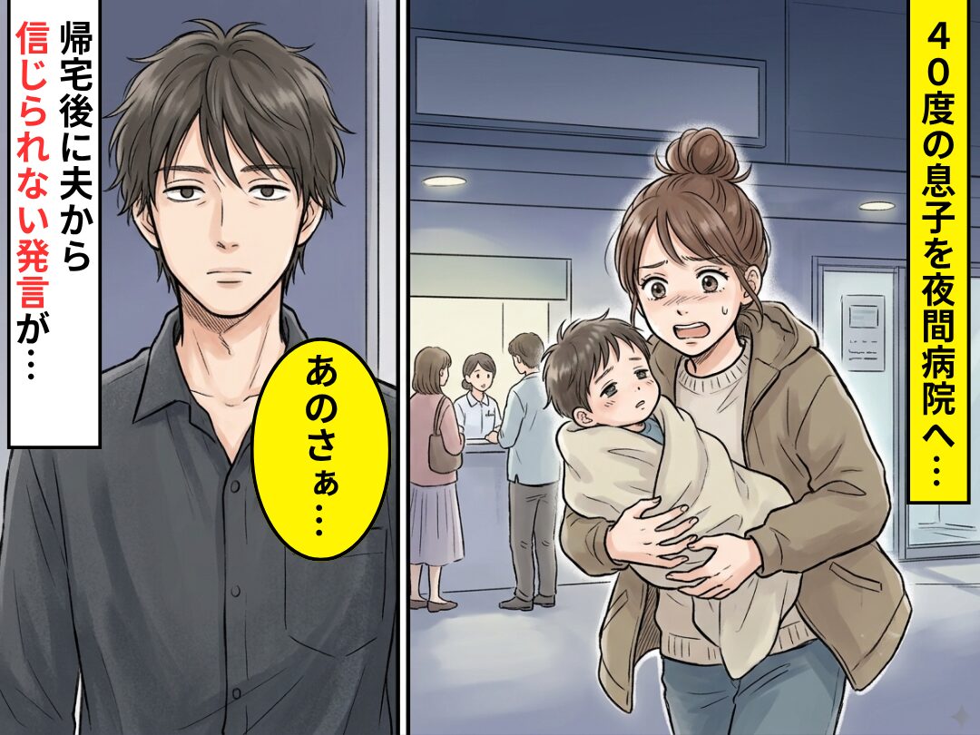 40度の息子を夜間に病院へ運んだ妻！だが帰宅後「あのさぁ…」夫からの【ある一言】に恐怖を覚えた話