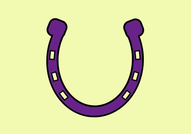 黄緑の背景に紫色で描かれたU字型の図形のイラスト