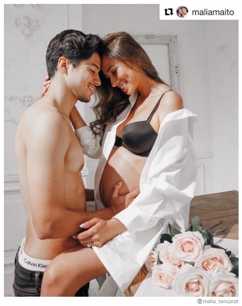 第4子妊娠中のMALIA.、7ヵ月の大きなお腹で夫との“マタニティショット”公開