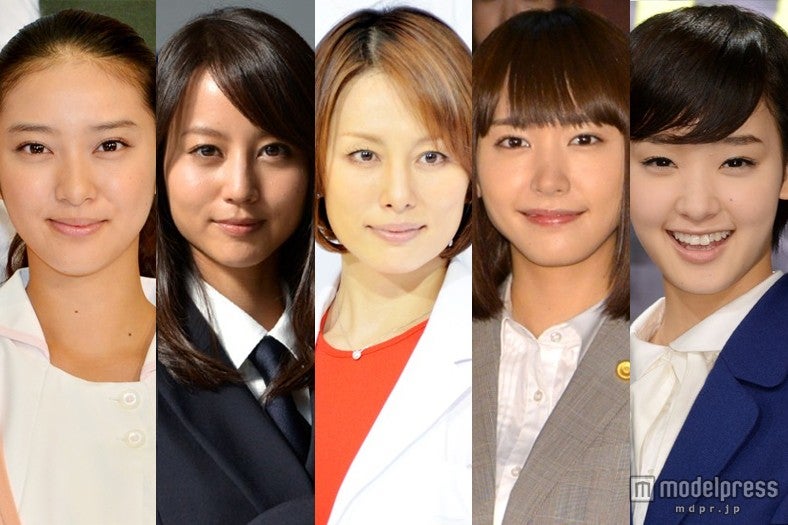 2013秋ドラマに出演する女優陣（左より）武井咲、堀北真希、米倉涼子、新垣結衣、剛力彩芽