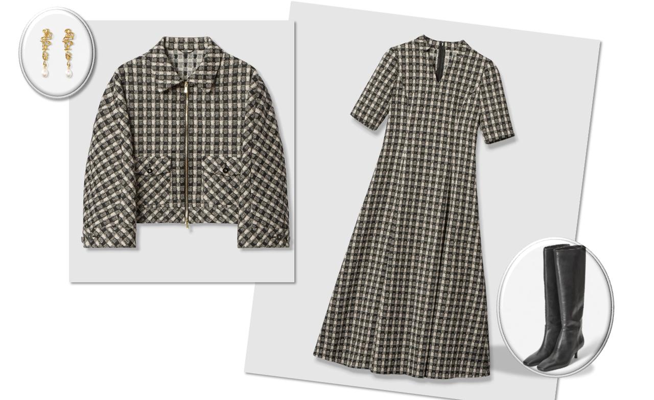 新品未使用 今期 アナイ ツイーディージャガードポケットブルゾン 2025