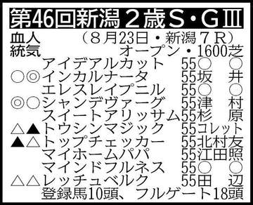 【新潟2歳S展望】エフフォーリア産駒のインカルナータが無傷2連勝でのタイトル奪取を狙う