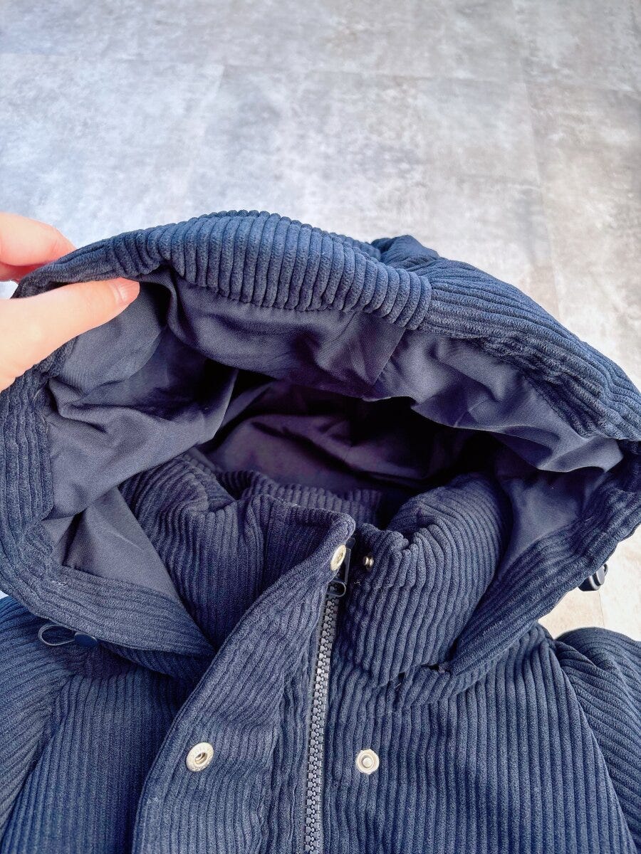 GUウォームパデッドコーデュロイブルゾン　2025モデル　フード部分