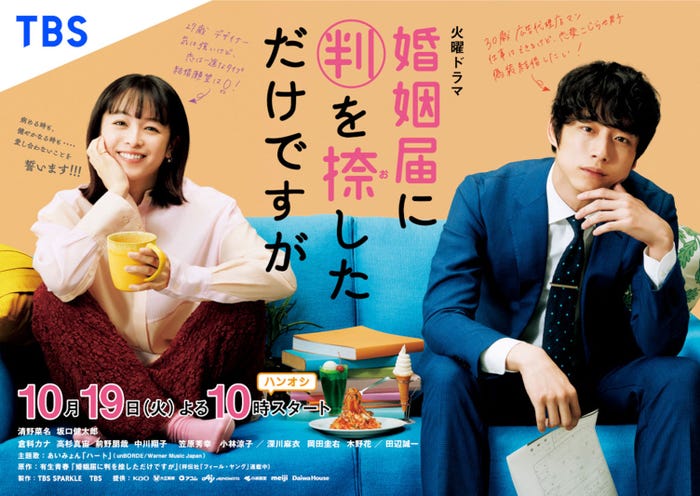 清野菜名、坂口健太郎/「婚姻届に判を捺しただけですが」キービジュアル(C)TBS
