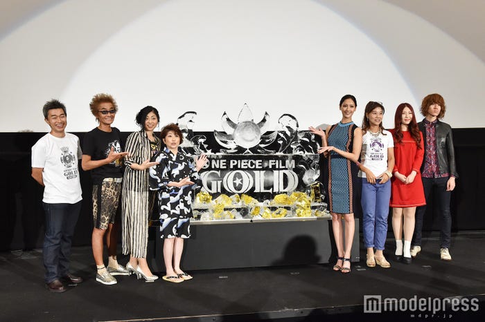 (左より)チョー、矢尾一樹、岡村明美、田中真弓、菜々緒、山口由里子、GLIM SPANKY(C)モデルプレス