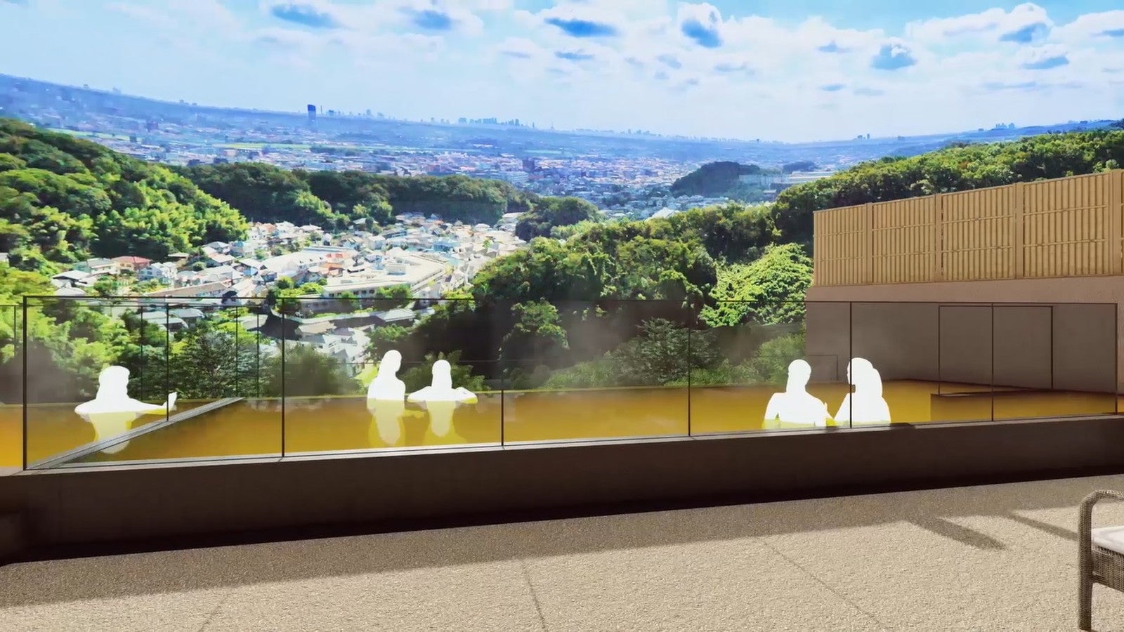 露天風呂からの都心の眺望イメージ／画像提供：よみうりランド