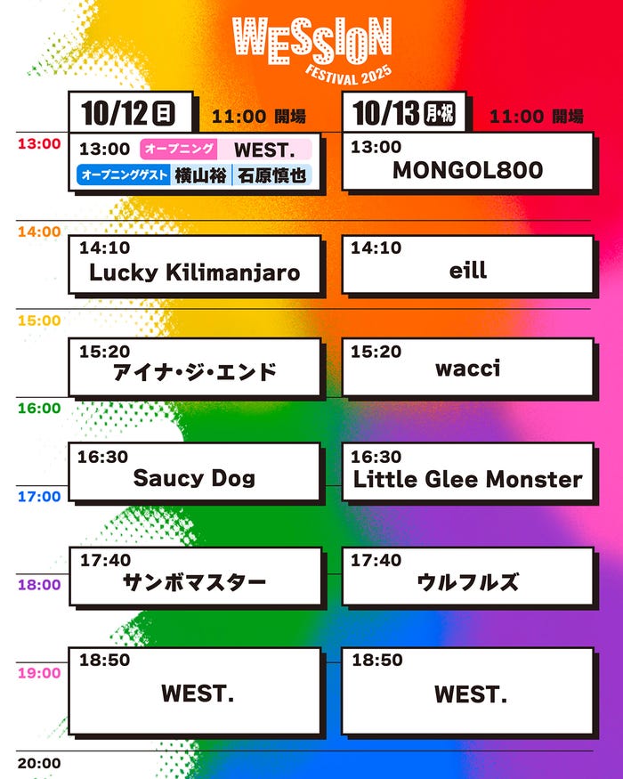 「WESSION FESTIVAL 2025」タイムテーブル(提供写真)