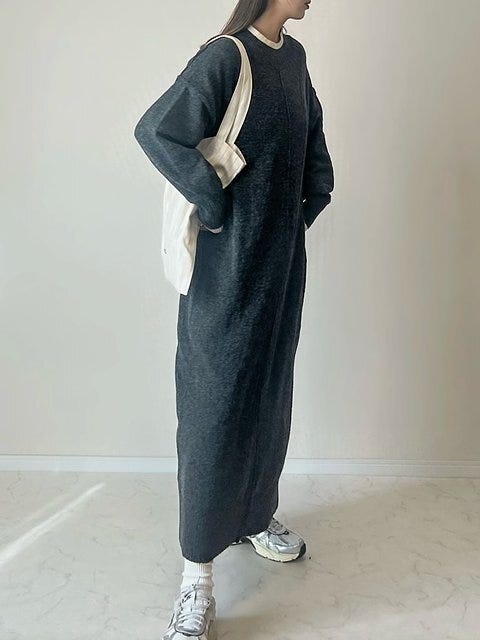 ニットワンピース コーデ ニットワンピースコーデ1