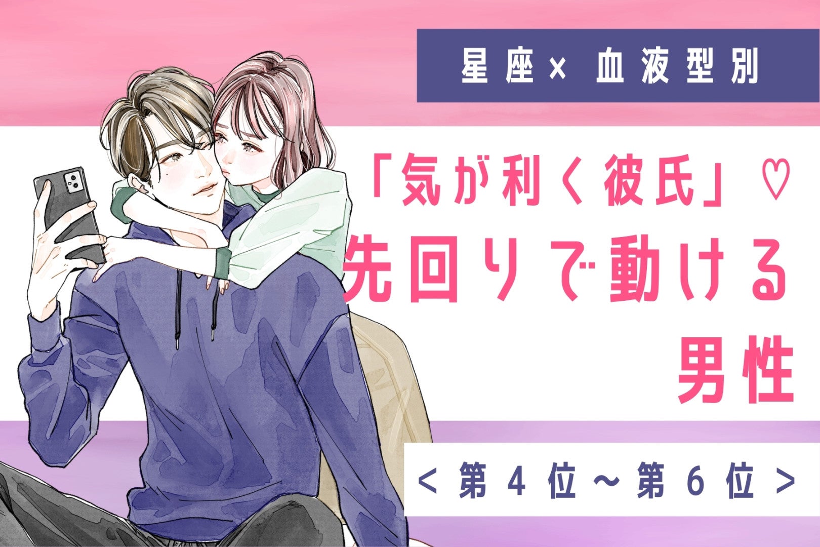 【星座×血液型別】「気が利く彼氏」♡先回りで動ける男性ランキング＜第４位〜第６位＞