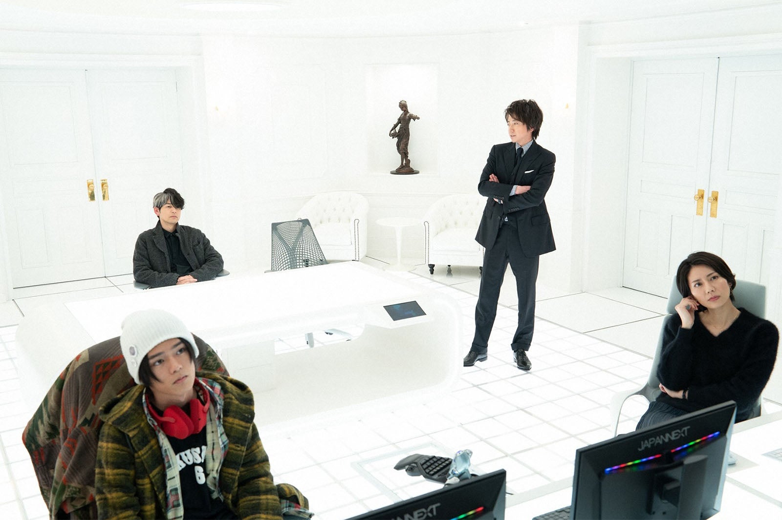 （左上から時計回りに）妻夫木聡、藤原竜也、松下奈緒、日向亘／「Get Ready！」第5話より（C）TBS