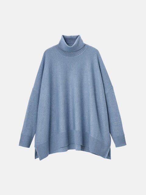 2025秋冬plst女性ラメポンチョセーター