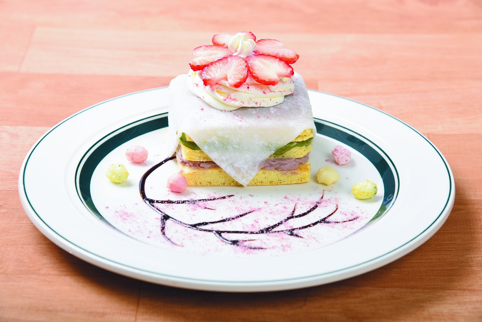 抹茶とあんこの和風パンケーキ～さくら風味～（写真提供：株式会社gram）