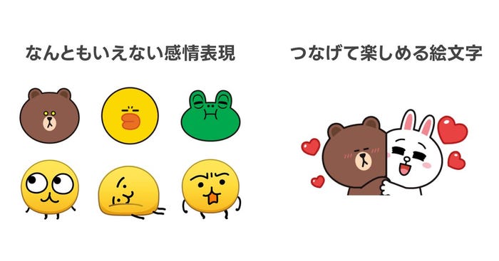 リニューアルしたLINEデフォルト絵文字の例(提供写真)