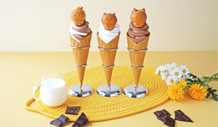 「ベビーカステラ付きソフト」(ミルク/チョコレート/ミックス)各700円(税込)/提供画像