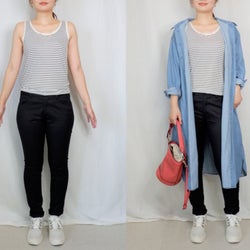 ユニクロ 肩幅さん腰ハリさん向け シャツワンピース で体型カバーコーデ モデルプレス