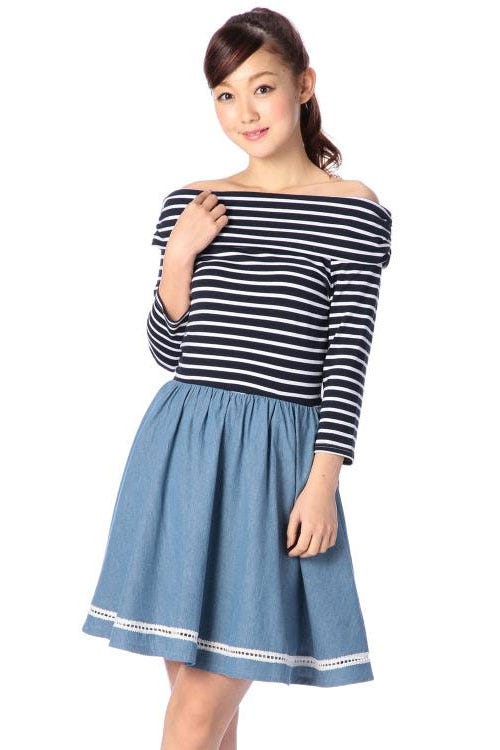 リボンオフショルドッキングワンピ「Tralala」4,212円(税込)