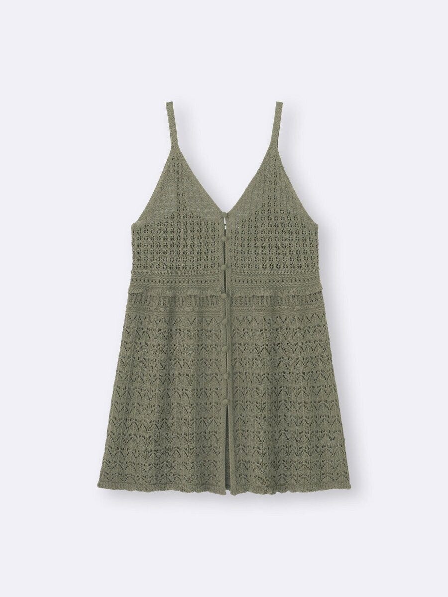 透かし編みニットキャミソールチュニック 2026gu春大人女性おすすめ透かし編みニットキャミソールチュニック