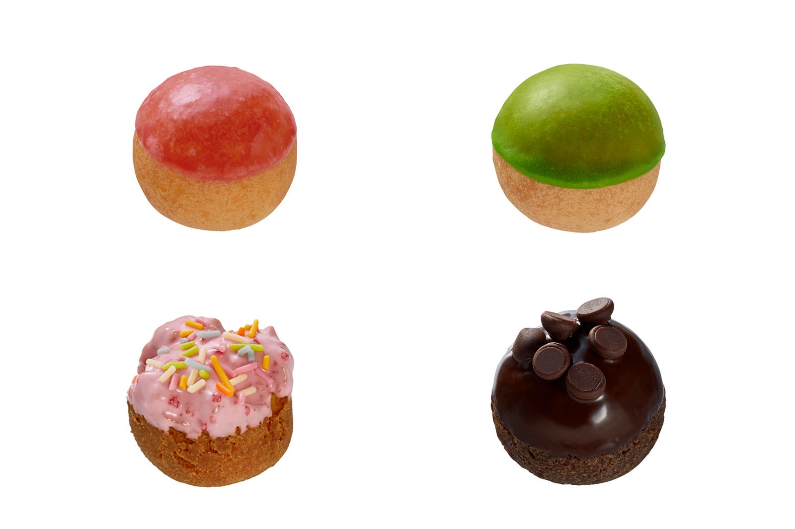 左上からラズベリーフレーバーボール、ピスタチオフレーバーボール、トロベリーボール、チョコレートボール／画像提供：ダスキン