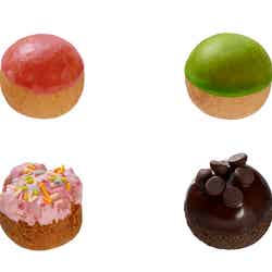 左上からラズベリーフレーバーボール、ピスタチオフレーバーボール、トロベリーボール、チョコレートボール／画像提供：ダスキン