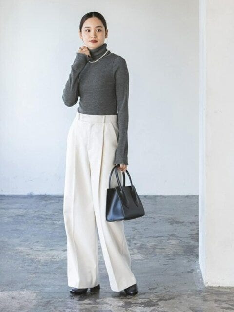 冬のきれいめワイドパンツコーデ